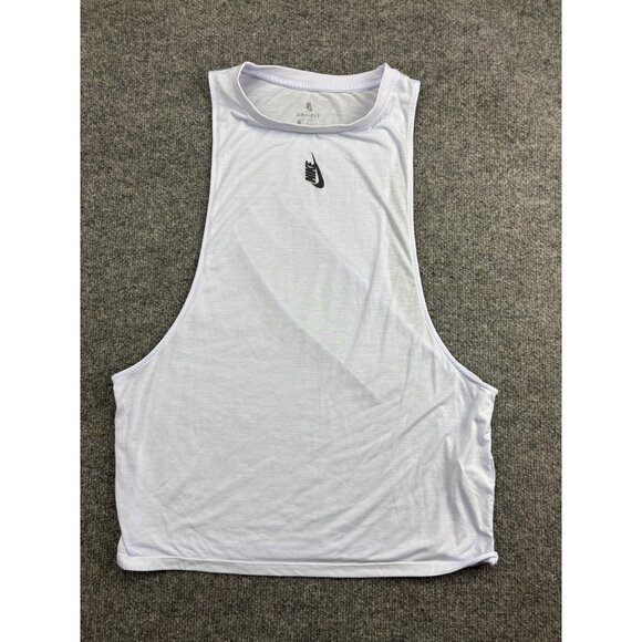 Nike Dri-FIT Tank Top Mens Medium White Training Running Sleeveless Swoosh Gym - Picture 1 of 6
